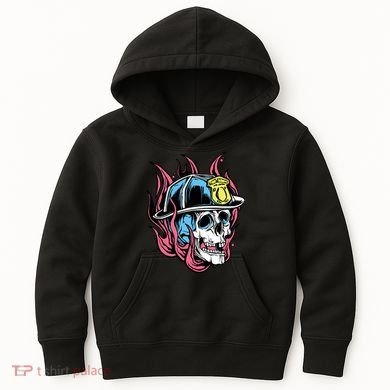 Fireman Skull Flame Kids Hoodie