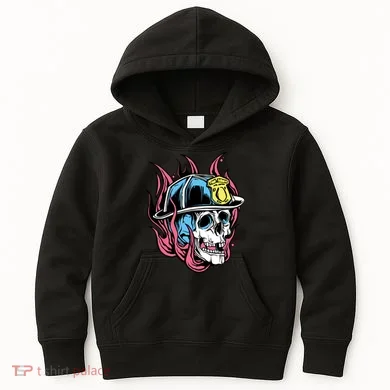 Fireman Skull Flame Kids Hoodie