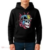 Fireman Skull Flame Kids Hoodie thumb 4