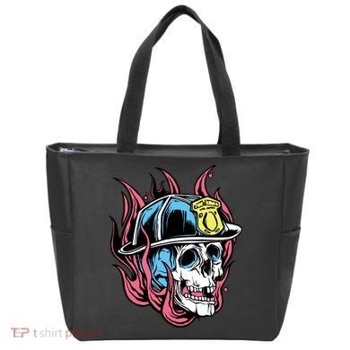 Fireman Skull Flame Tote Bag