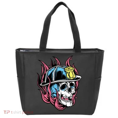 Fireman Skull Flame Tote Bag