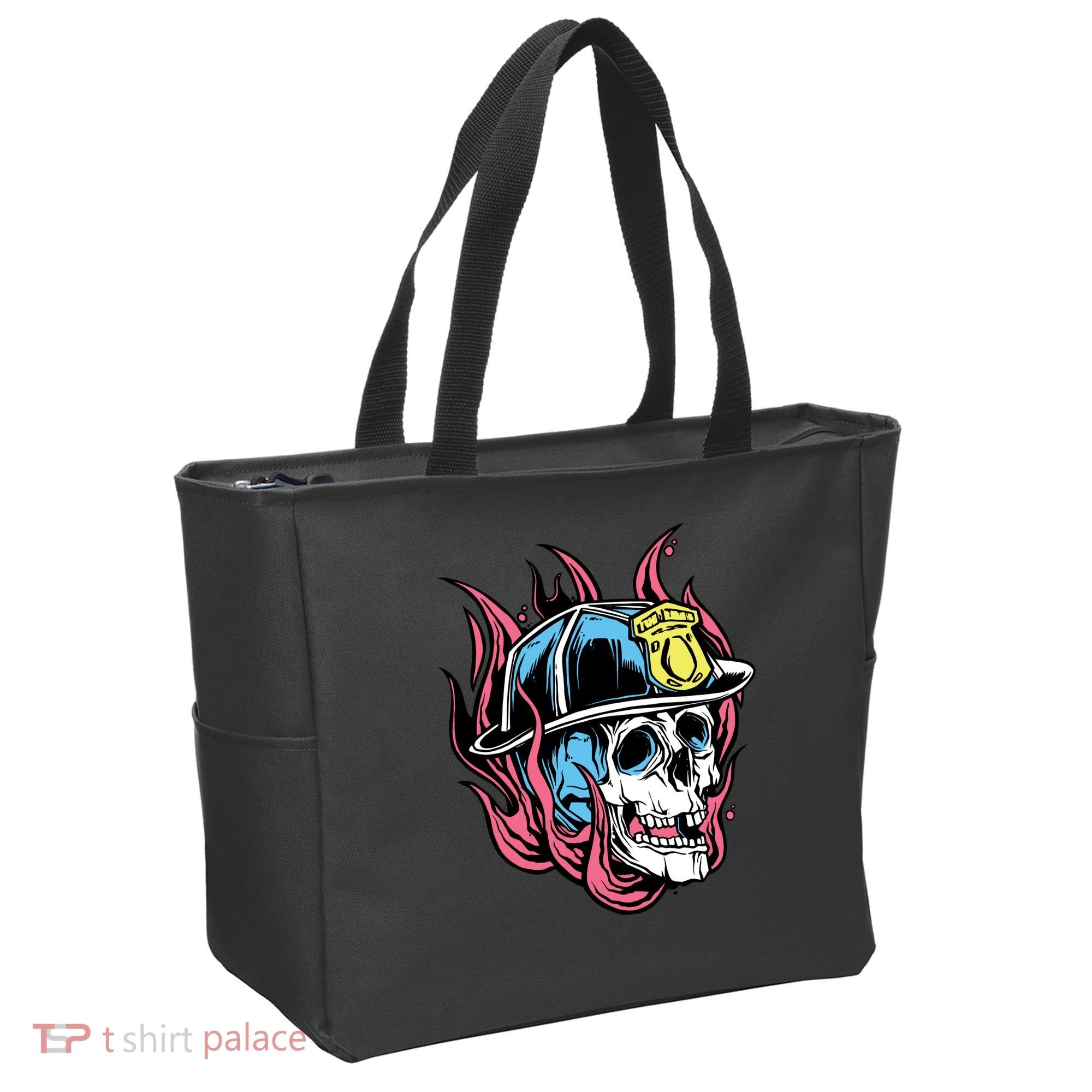 Fireman Skull Flame Tote Bag