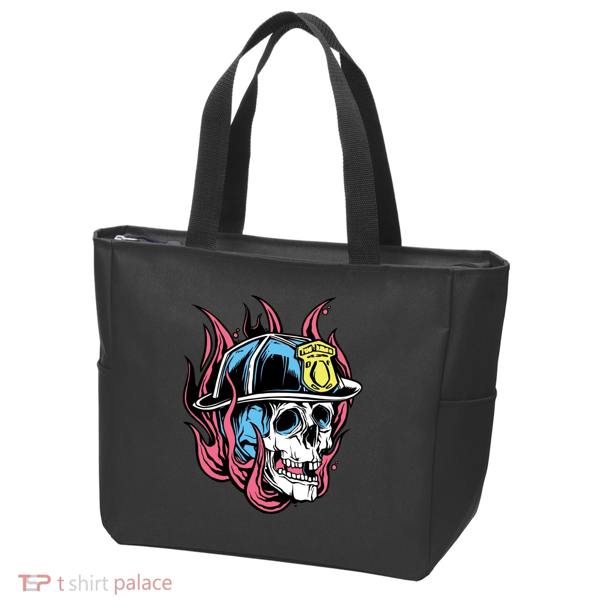 Fireman Skull Flame Tote Bag