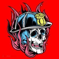 Fireman Skull Flame Santa Hat thumb 1