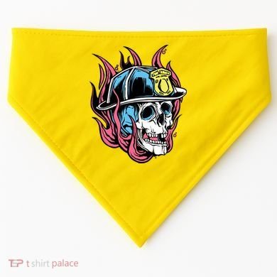 Fireman Skull Flame USA-Made Doggie Bandana