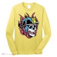Fireman Skull Flame Long Sleeve Shirt thumb 0