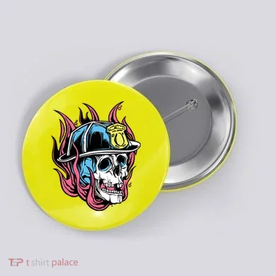 Fireman Skull Flame Button