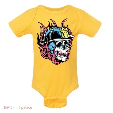 Fireman Skull Flame Baby Bodysuit