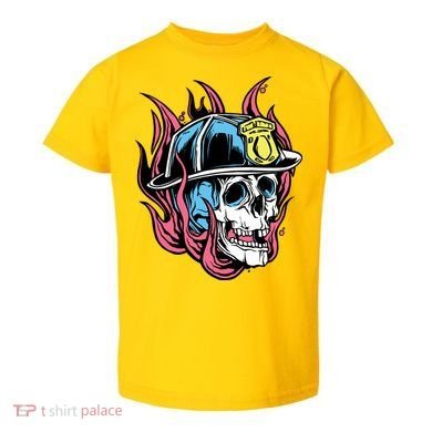 Fireman Skull Flame Toddler T-Shirt
