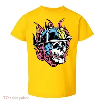Fireman Skull Flame Toddler T-Shirt