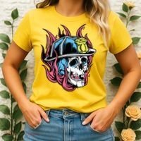 Fireman Skull Flame Women's T-Shirt thumb 2