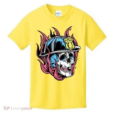 Fireman Skull Flame Kids T-Shirt