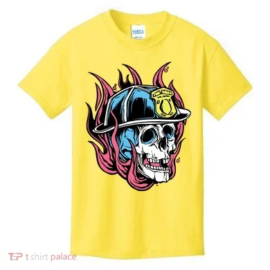 Fireman Skull Flame Kids T-Shirt