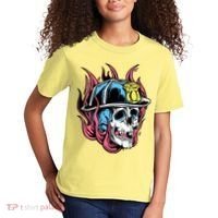 Fireman Skull Flame Kids T-Shirt thumb 2