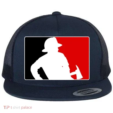 Fireman Team Logo Flat Bill Trucker Hat