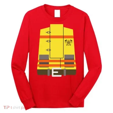 Fireman Uniform Costume Long Sleeve Shirt