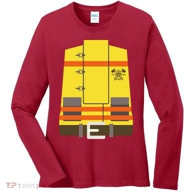 Fireman Uniform Costume Women's Long Sleeve Shirt
