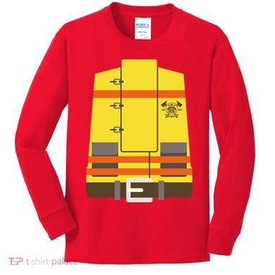 Fireman Uniform Costume Kids Long Sleeve Shirt