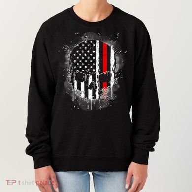Firemen Red Line Flag Skull Women's Sweatshirt