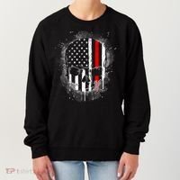Firemen Red Line Flag Skull Women's Sweatshirt thumb 0