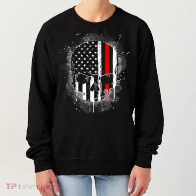 Firemen Red Line Flag Skull Women's Sweatshirt