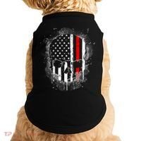 Firemen Red Line Flag Skull Doggie Tank thumb 0