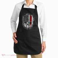 Firemen Red Line Flag Skull Apron thumb 2
