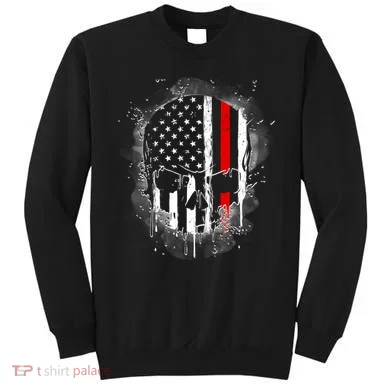 Firemen Red Line Flag Skull Sweatshirt
