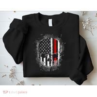 Firemen Red Line Flag Skull Sweatshirt thumb 2