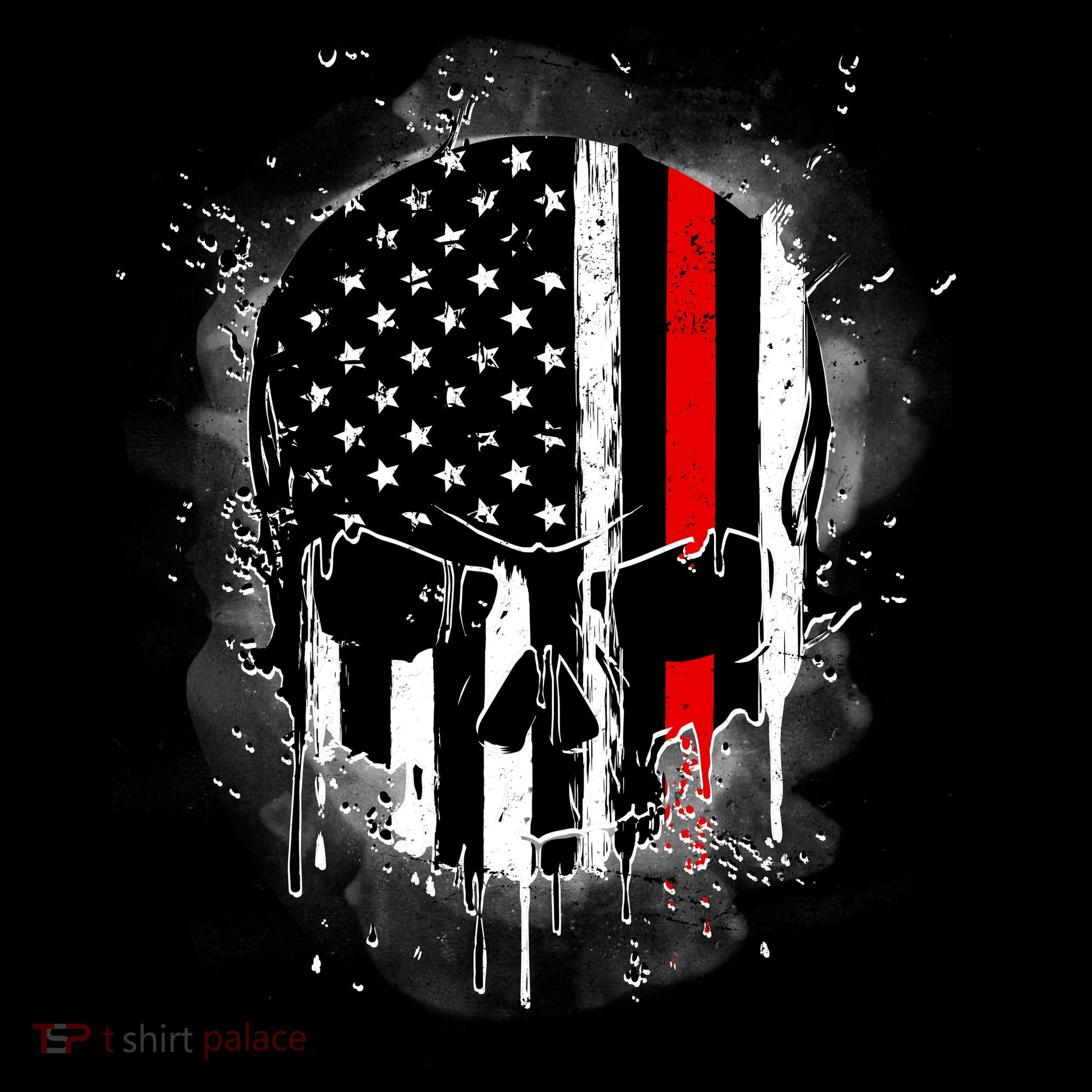 Firemen Red Line Flag Skull Sweatshirt