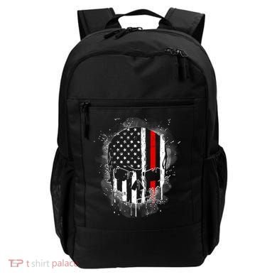 Firemen Red Line Flag Skull Backpack