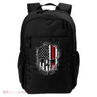 Firemen Red Line Flag Skull Backpack thumb 0