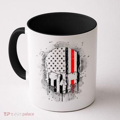 Firemen Red Line Flag Skull Coffee Mug