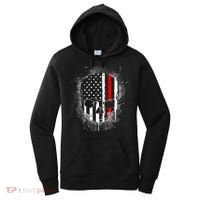 Firemen Red Line Flag Skull Women's Hoodie thumb 0