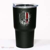 Firemen Red Line Flag Skull Tumbler thumb 0