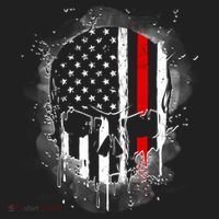Firemen Red Line Flag Skull Tumbler thumb 3