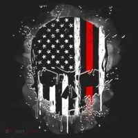 Firemen Red Line Flag Skull Tumbler thumb 3