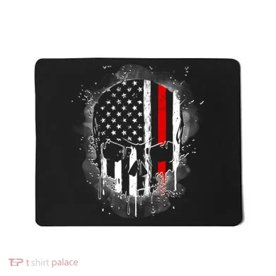 Firemen Red Line Flag Skull Mousepad