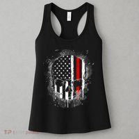 Firemen Red Line Flag Skull Women's Tank Top thumb 3