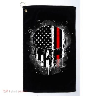 Firemen Red Line Flag Skull Golf Towel