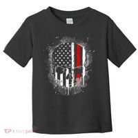 Firemen Red Line Flag Skull Toddler T-Shirt thumb 0
