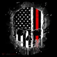 Firemen Red Line Flag Skull Women's T-Shirt thumb 6