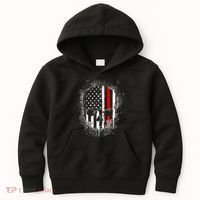 Firemen Red Line Flag Skull Kids Hoodie thumb 0