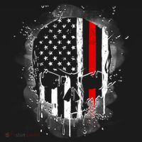 Firemen Red Line Flag Skull Tote Bag thumb 4