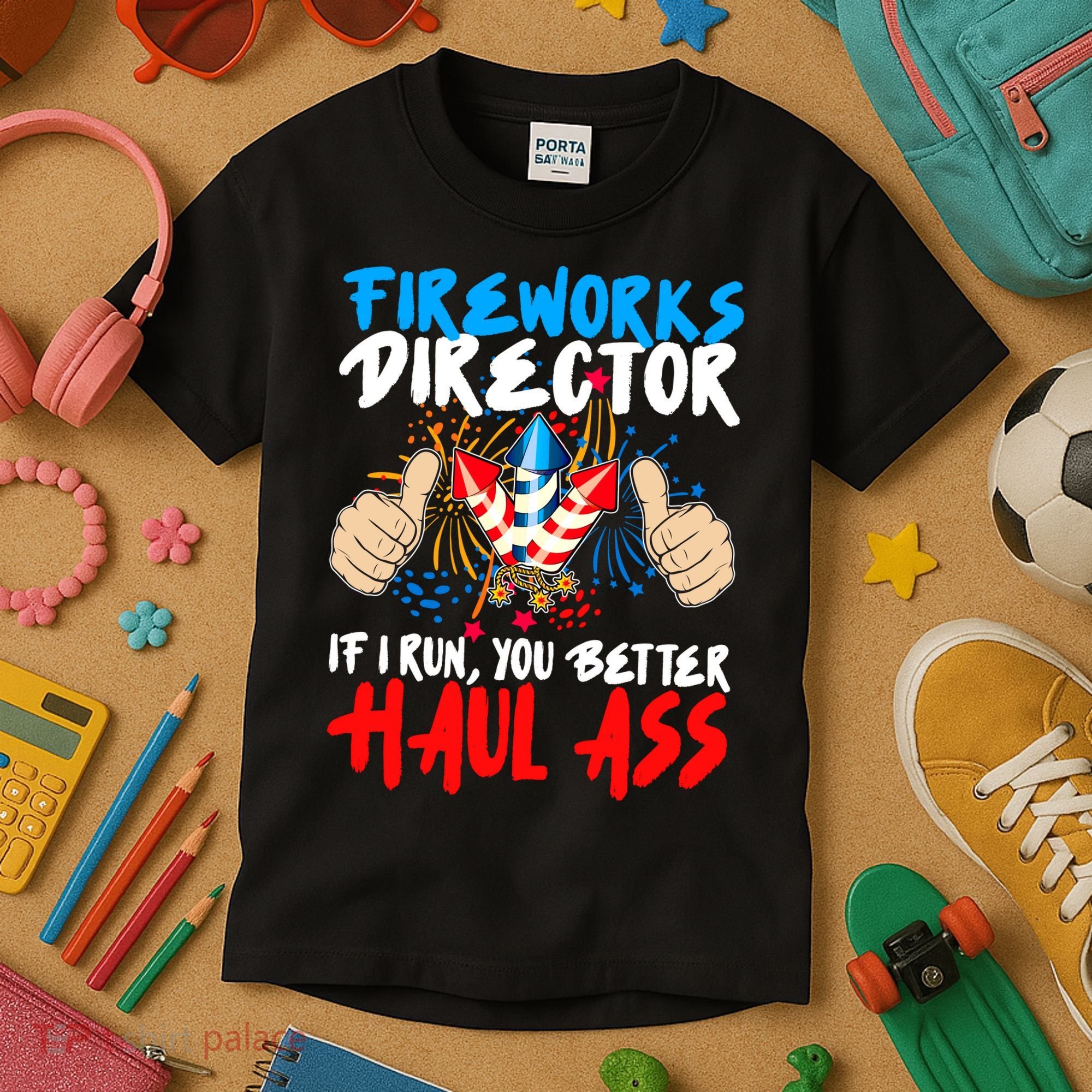 Fireworks Director If I Run You Better Haul Ass Kids T-Shirt