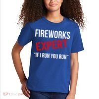 Fireworks Expert If I Run You Run Funny 4th of July Kids T-Shirt thumb 2
