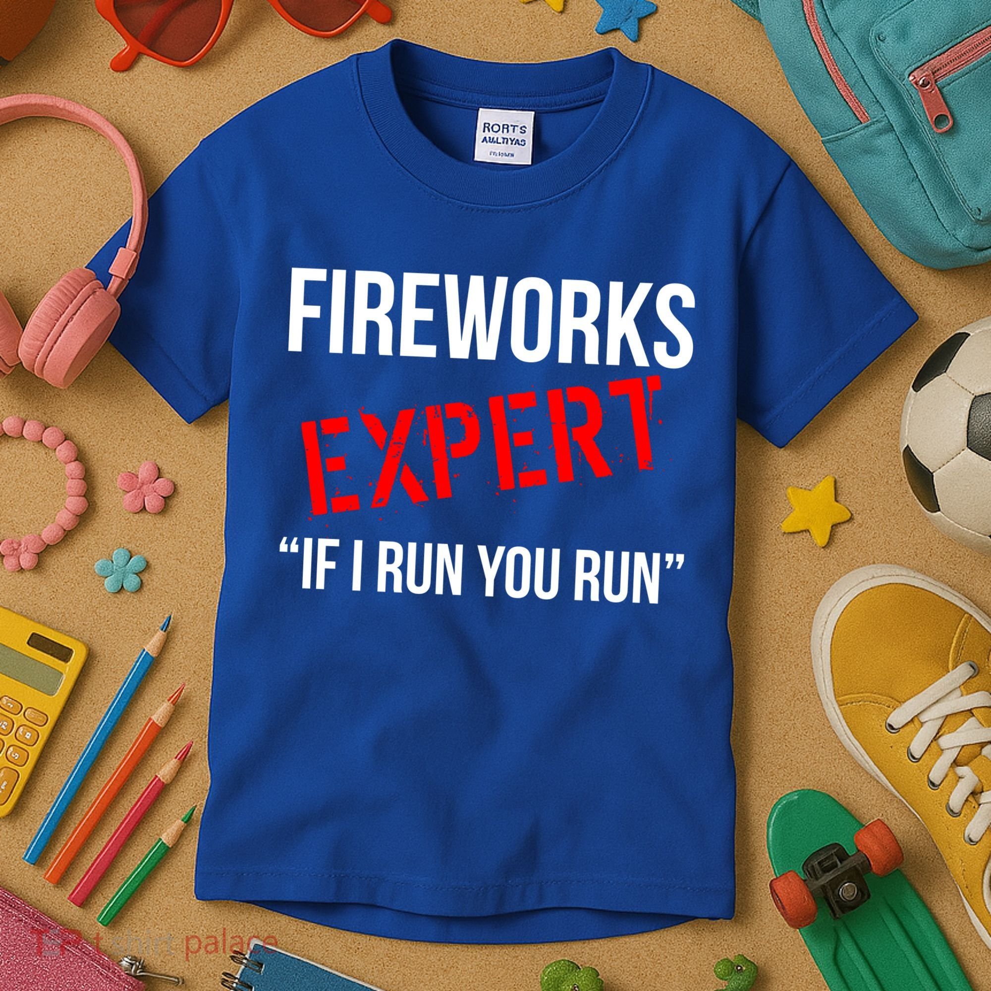 Fireworks Expert If I Run You Run Funny 4th of July Kids T-Shirt