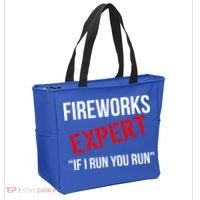 Fireworks Expert If I Run You Run Funny 4th of July Tote Bag thumb 2