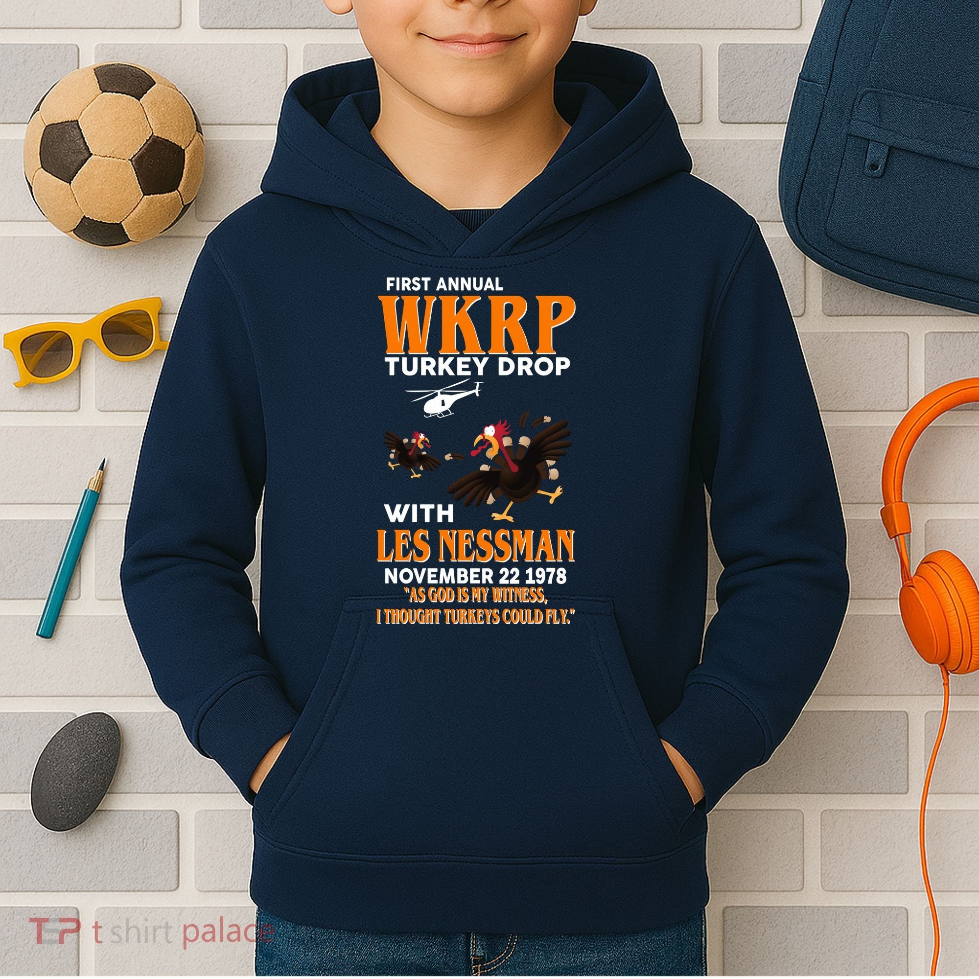 First Annual Turkey Drop Turkey Kids Hoodie