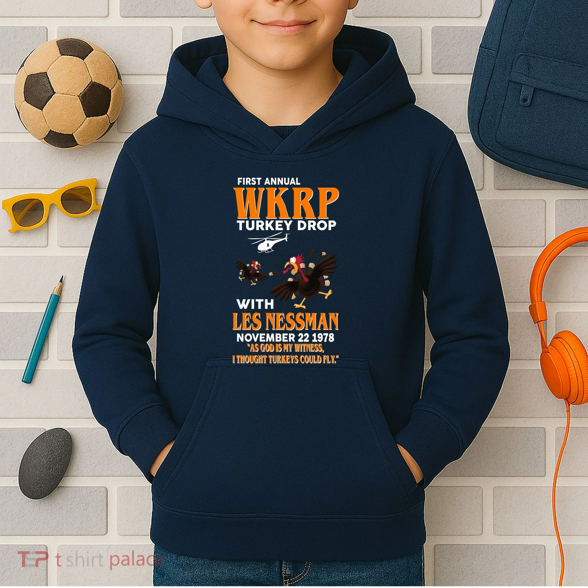 First Annual Turkey Drop Turkey Kids Hoodie